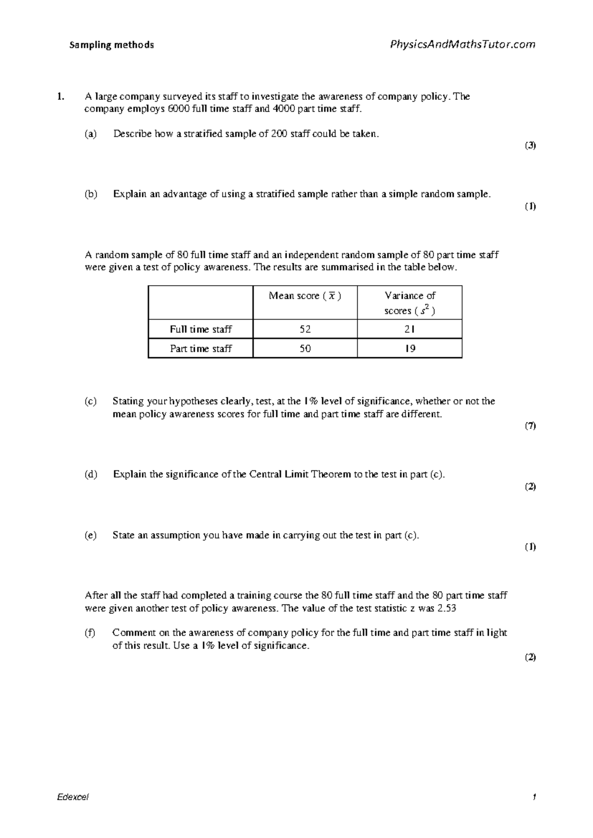 Edexcel 2 Sampling Methods - Study Notes and Explanations - Studocu