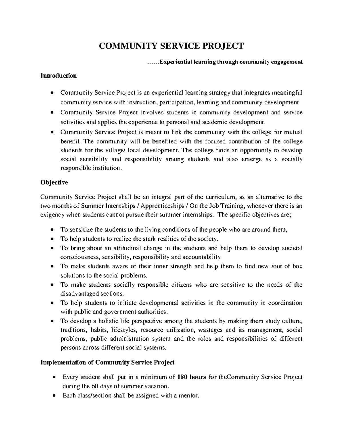Apsche - UG-CSP Community Service Project Overview and Implementation ...