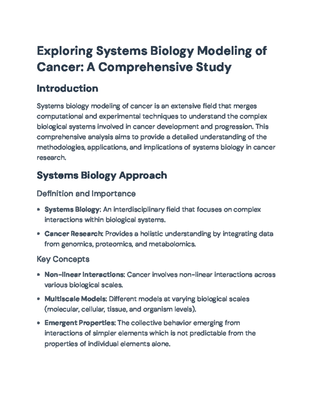 Exploring Systems Biology Models in Cancer Research: A Comprehensive ...
