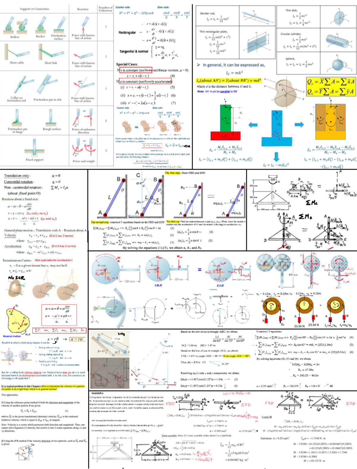 ME2115 Final Exam Cheatsheet: Dynamics and Motion Principles - Document Preview