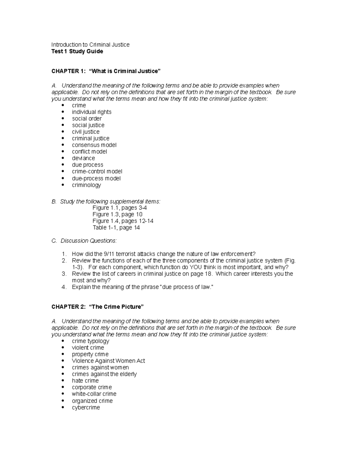CJS 121 Test 1: Criminal Justice Concepts Study Guide - Studocu