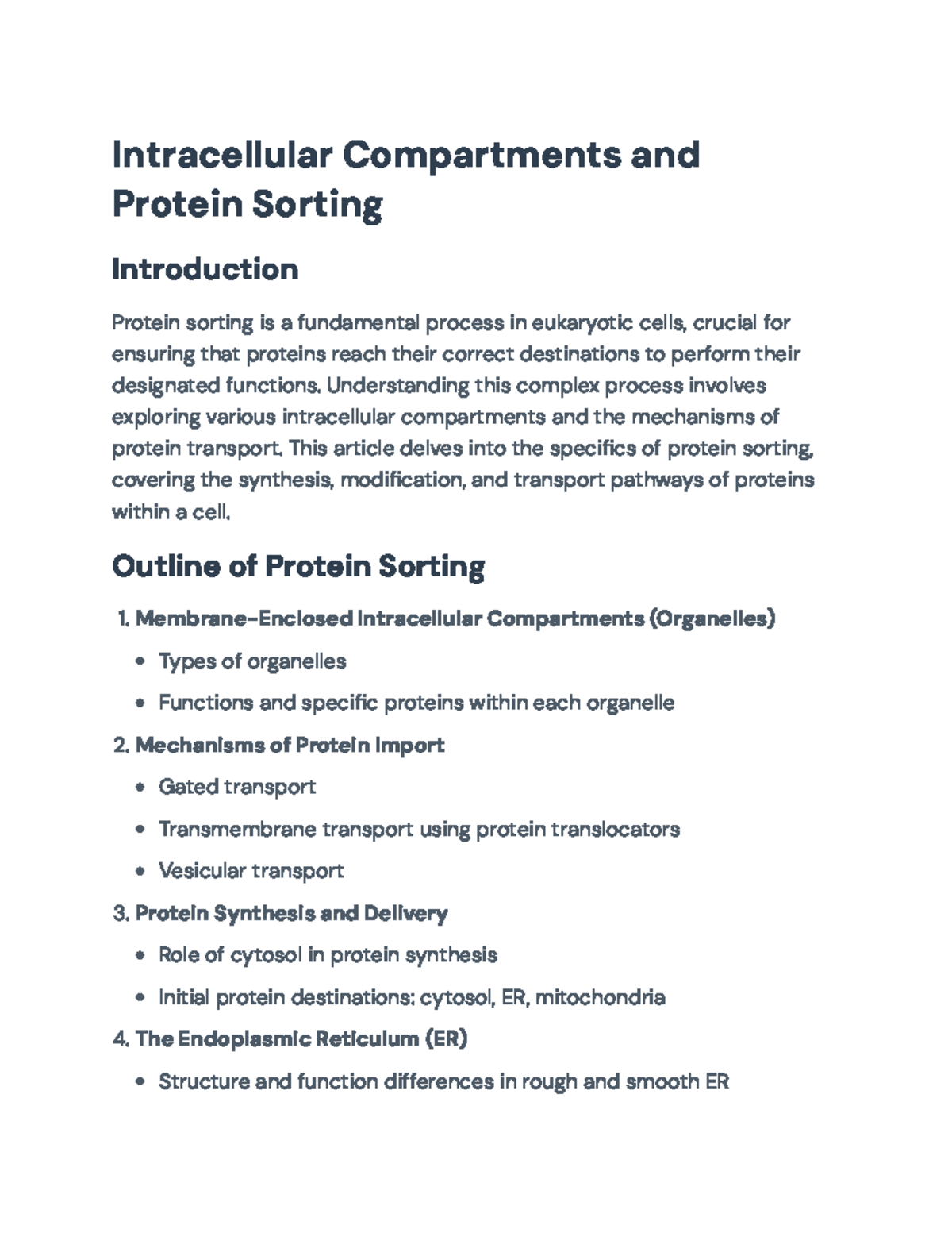 Intracellular Compartments and Protein Sorting in Eukaryotic Cells ...