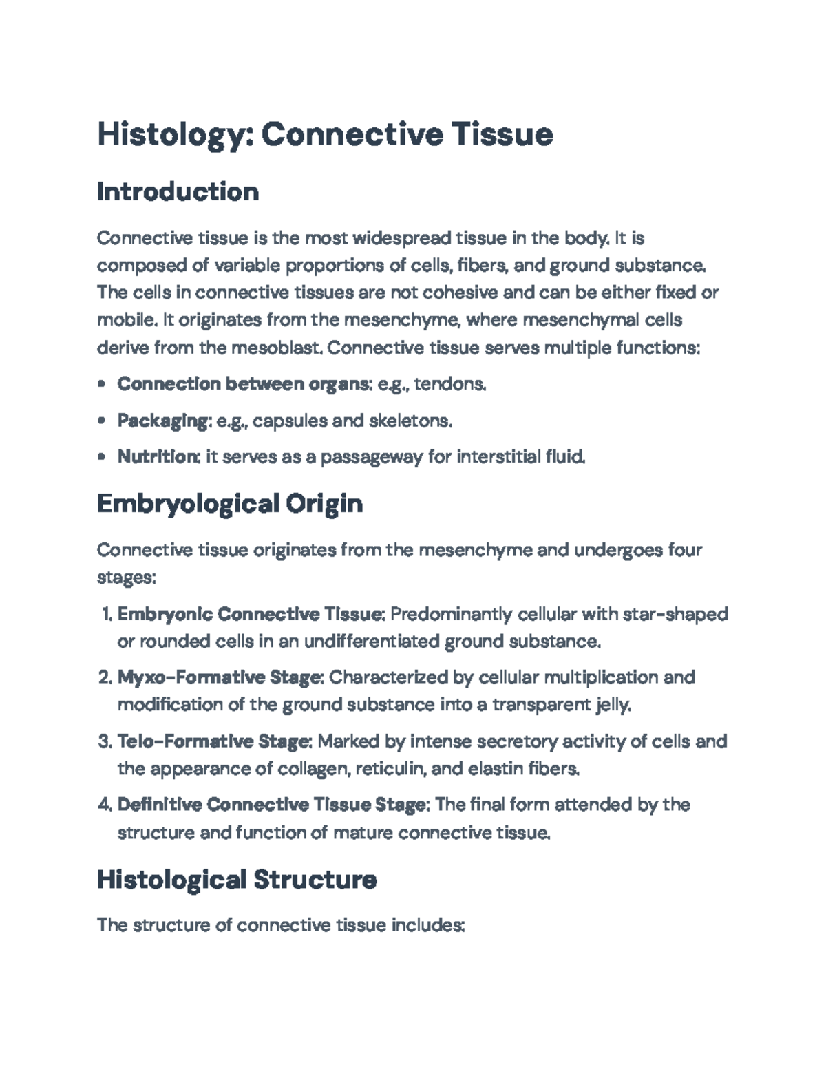 Histology: Connective Tissue Overview and Clinical Implications ...