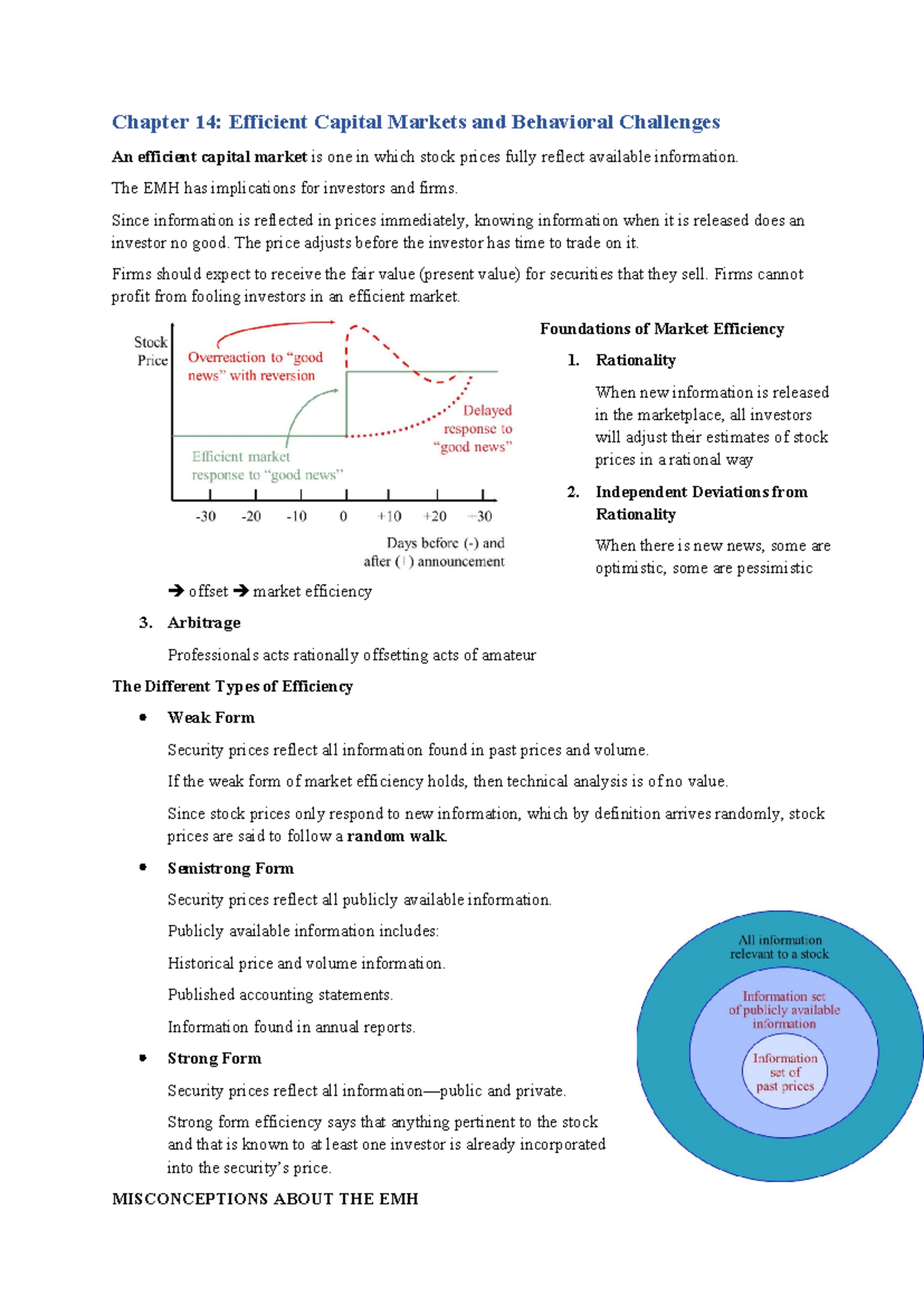 CF Chapter 14 - Chapter 14: Efficient Capital Markets and Behavioral ...