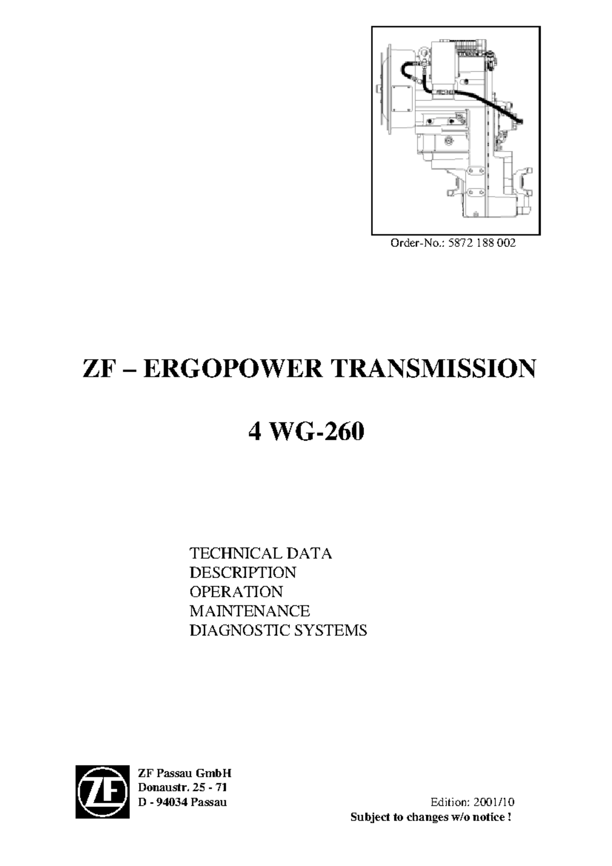 Operation Manual for 4WG-260 Transmission: Technical Data & Maintenance ...
