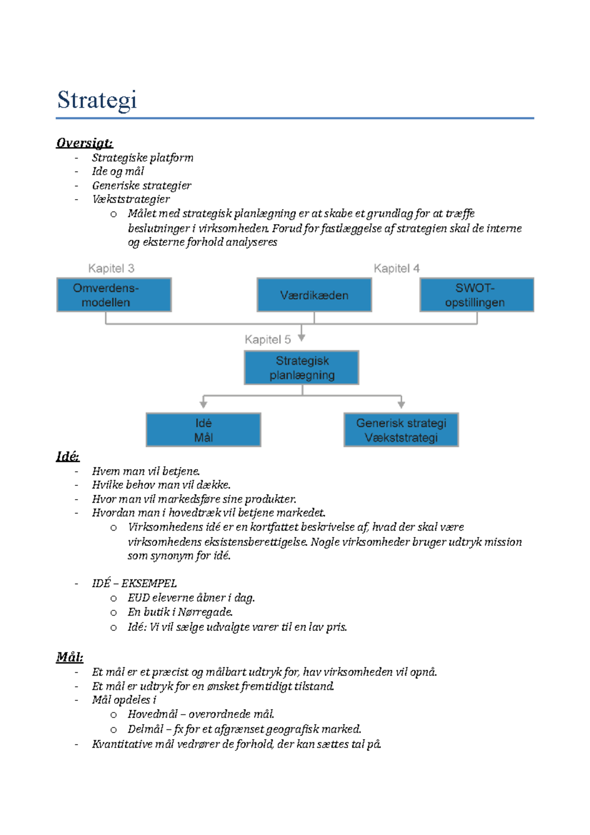 5. Strategi - Strategi Oversigt: Strategiske platform Ide og mål ...