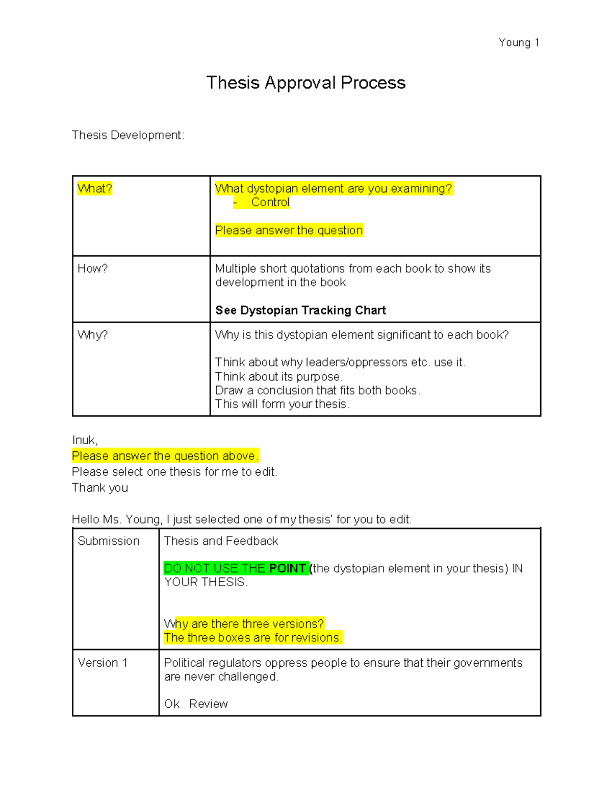CC Thesis Approval Process: Examining Dystopian Control Elements - Studocu