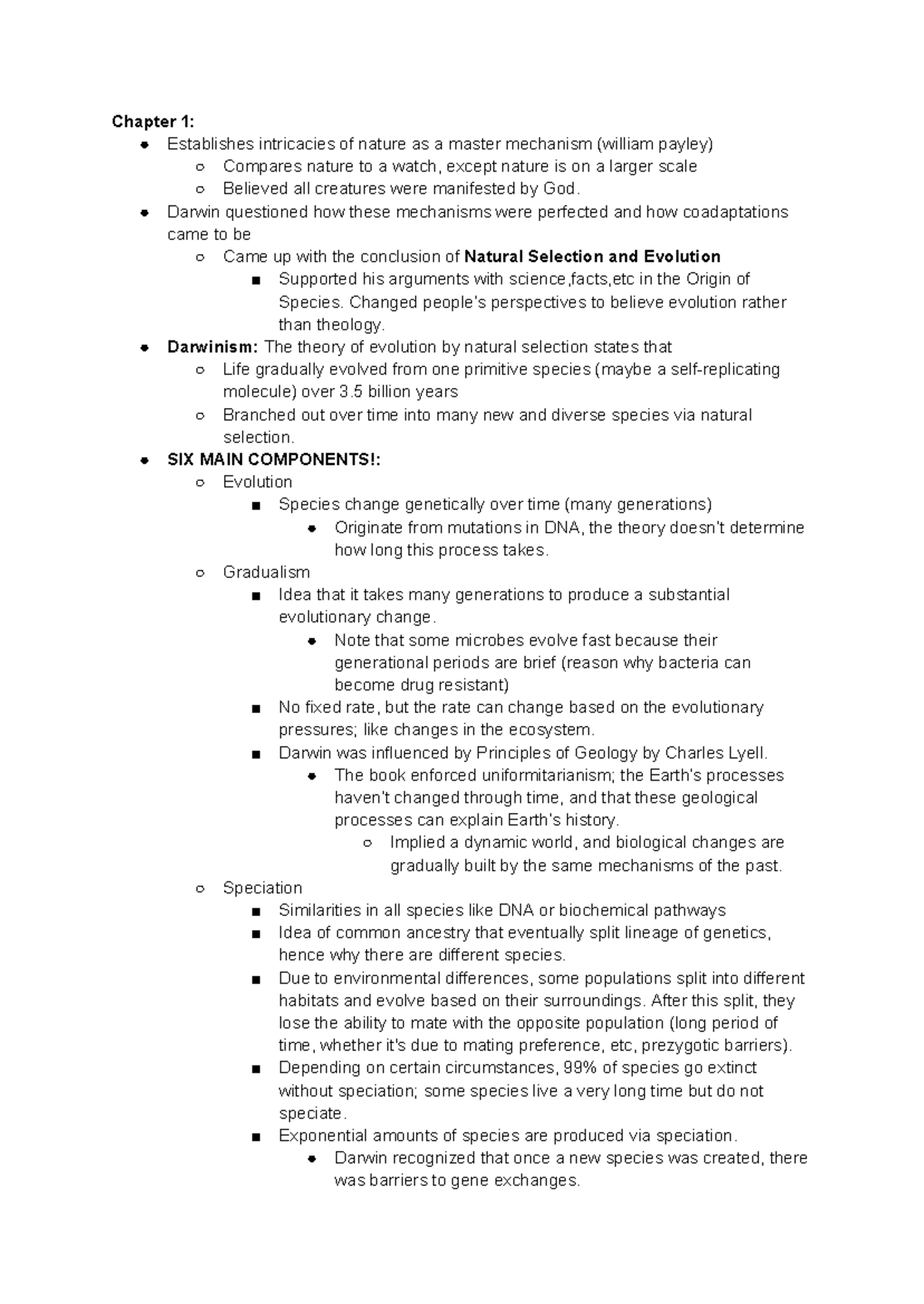 BIO120H1 Final Exam: Comprehensive Evolutionary Theory Notes - Studocu