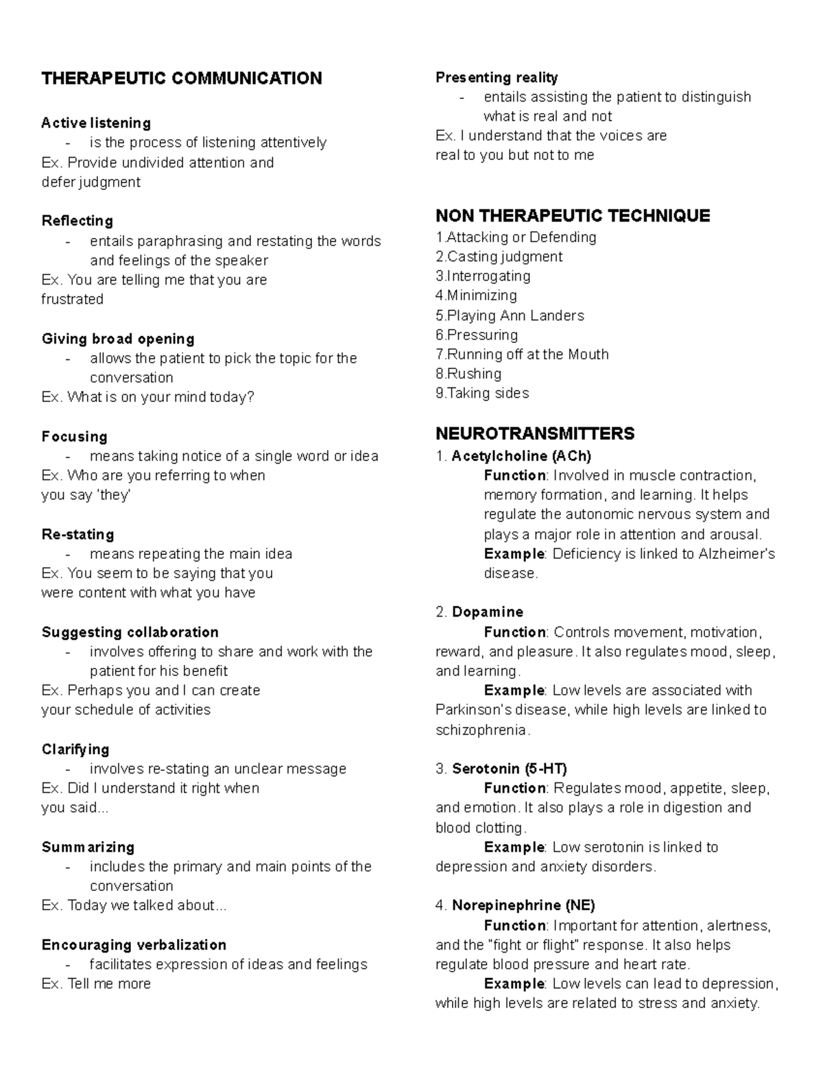 Psych Review - THERAPEUTIC COMMUNICATION Active listening - is the ...