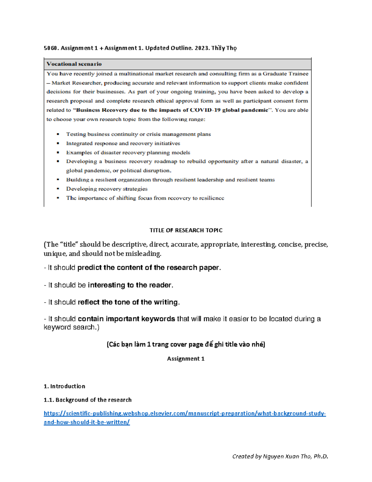 2024.5060 Assignment 1 & 2: Updated Research Outline and Methodology ...