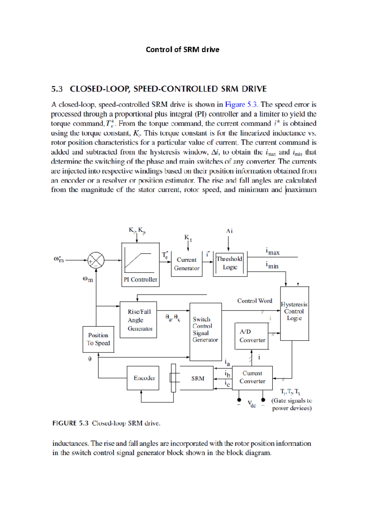 SRM-Current and speed controller design - Control of SRM drive 5 SRM ...