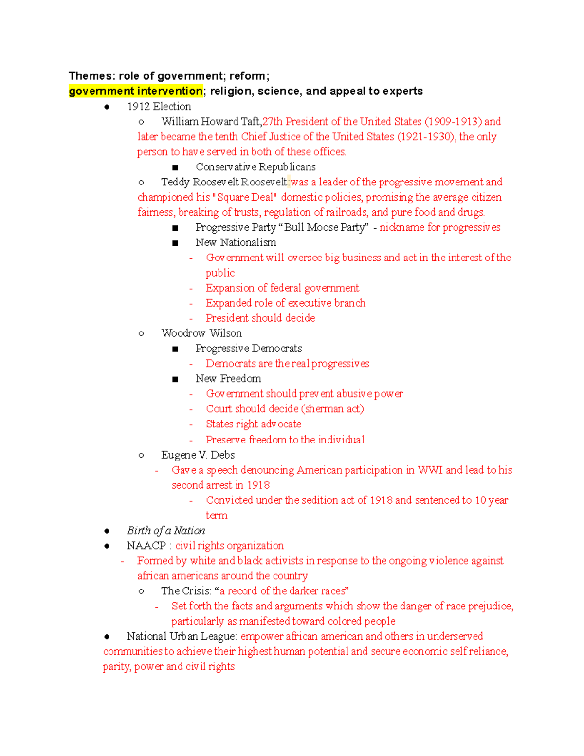History 101 Final Exam Study Notes: Key Themes & Events 1900-1932 - Studocu