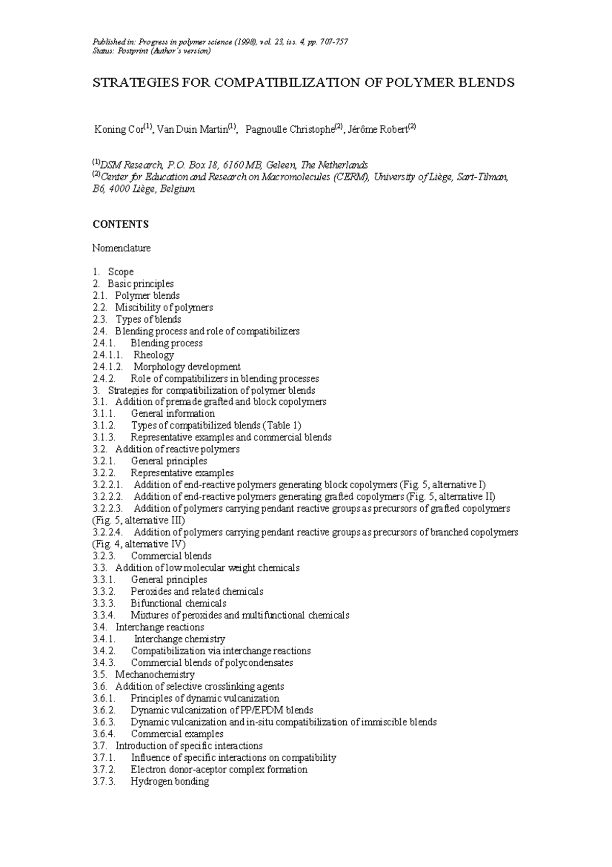 Strategies for Compatibilization of Polymer Blends: A Review - Studocu