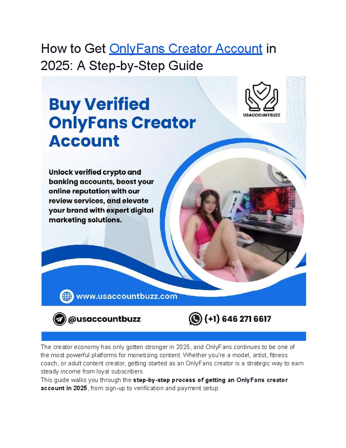 How to Get an OnlyFans Creator Account in 2025: A Complete Guide - Studocu