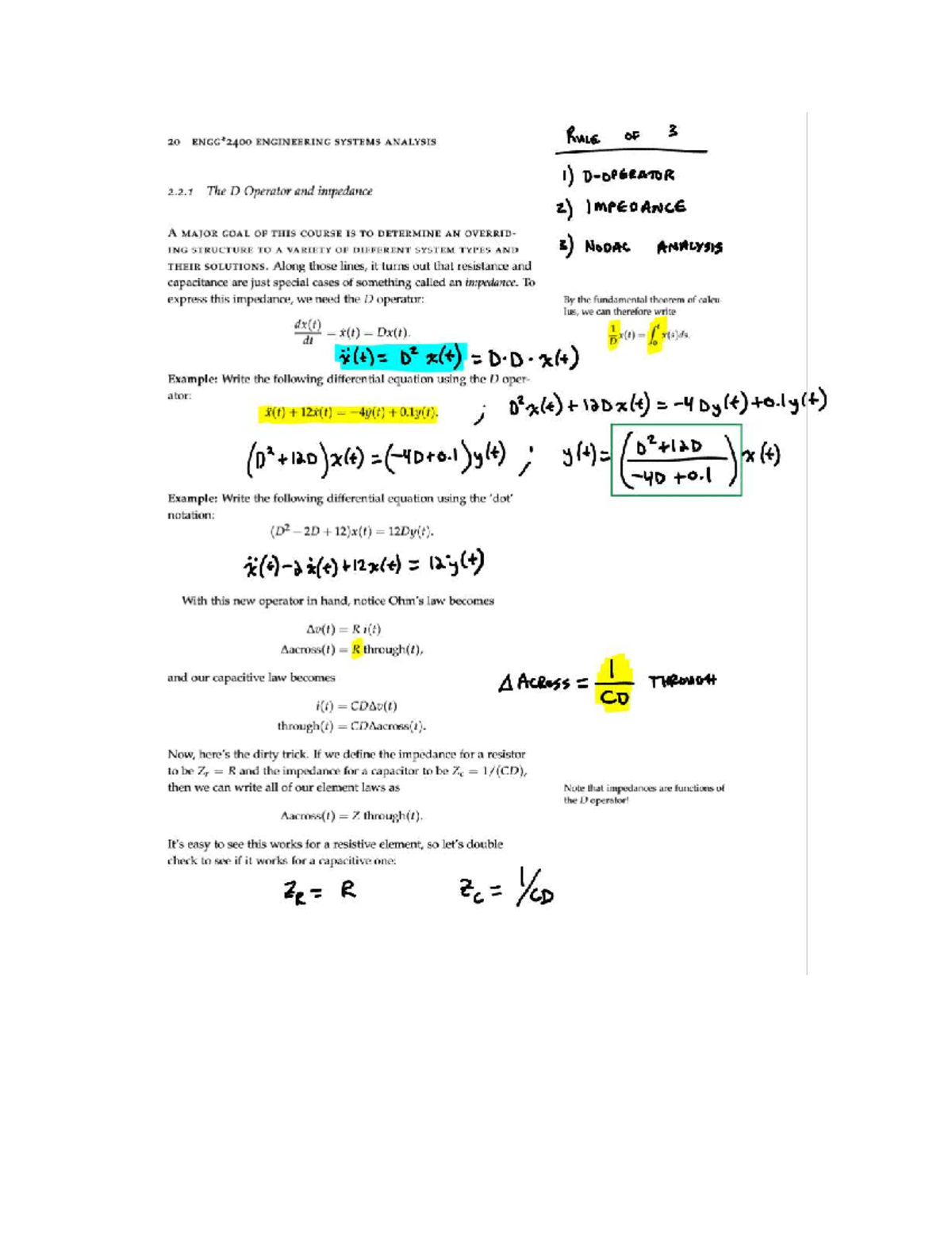 ENGG2400 Lecture 3: Engineering Systems Analysis & Impedance - Studocu