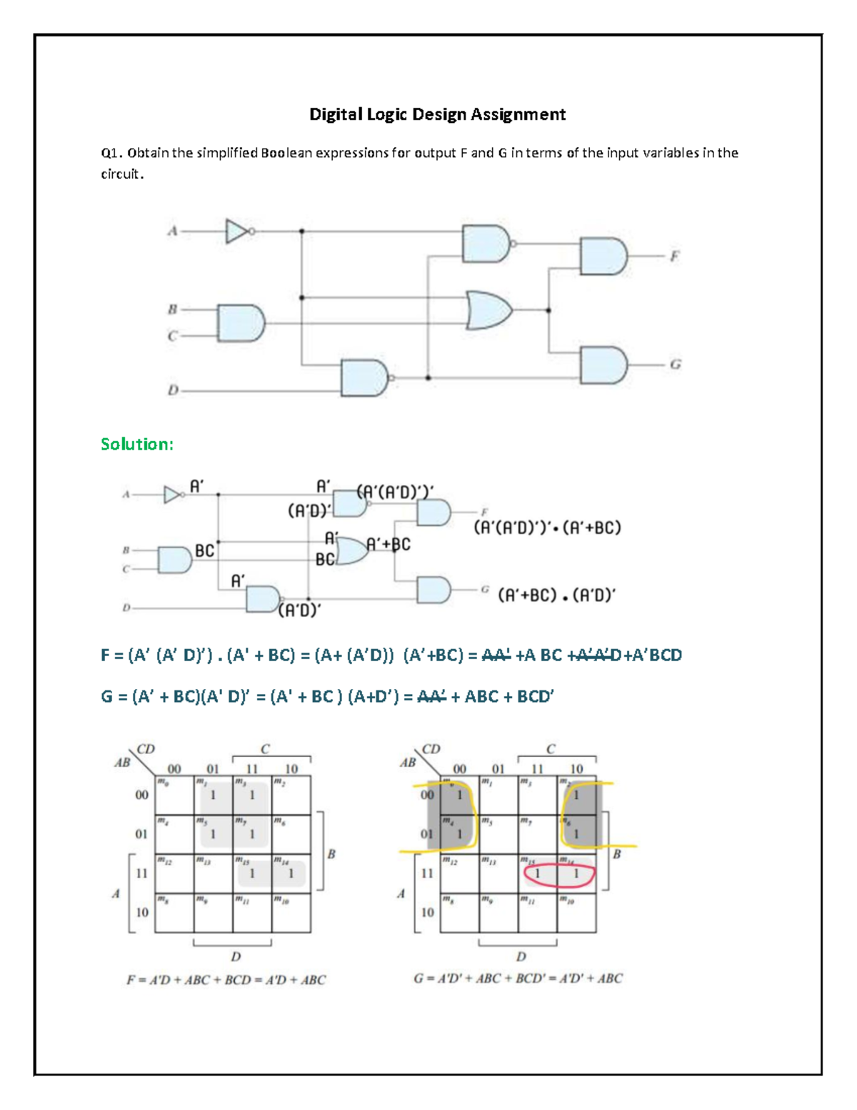 DLD Assignments - Prof. Imran Ullah Gondal - Digital Logic Design ...