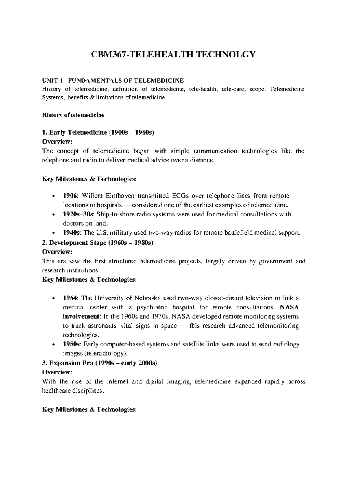 TECH 101: Comprehensive Overview of Telemedicine Fundamentals - Studocu