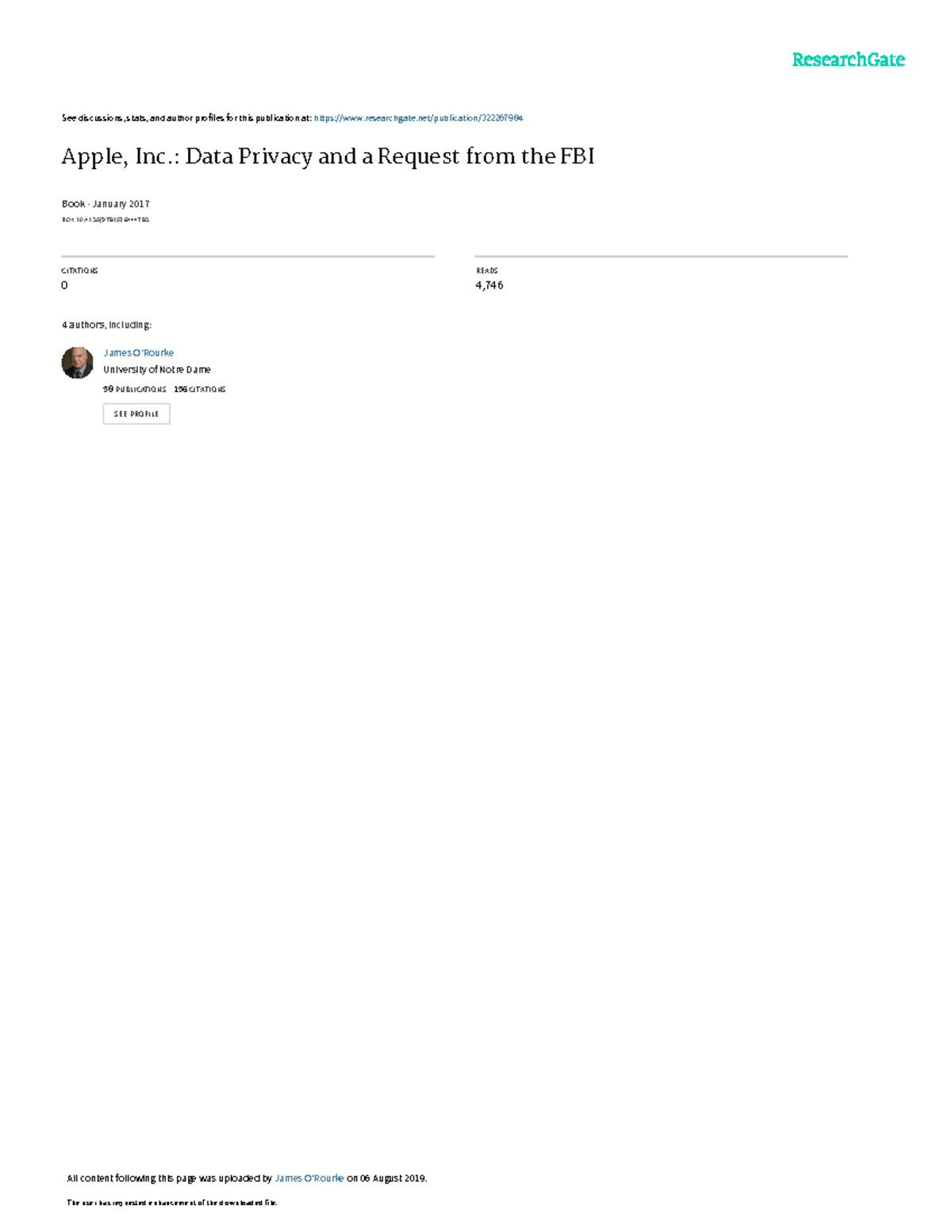 Apple Inc Data Privacy The FBI - See discussions, stats, and author ...