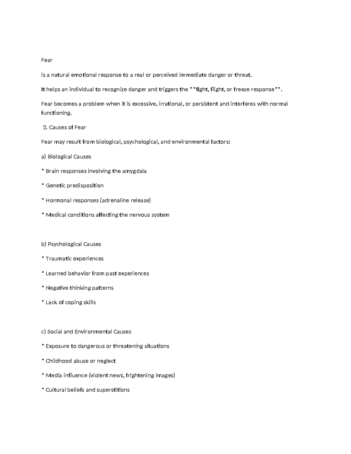 FEAR and Anxiety Notes: Understanding Causes, Effects, and Types - Studocu