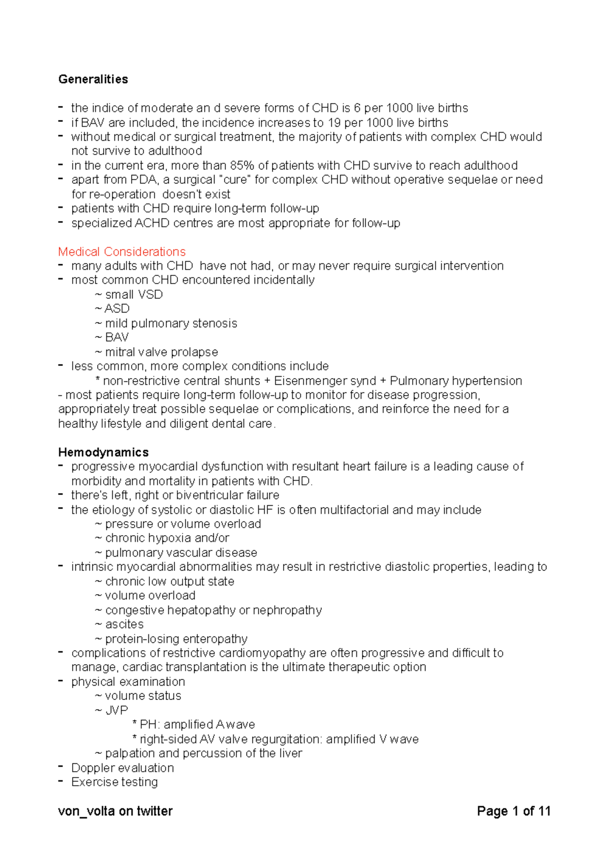 Comprehensive Overview of Congenital Heart Disease (CHD) Concepts - Studocu