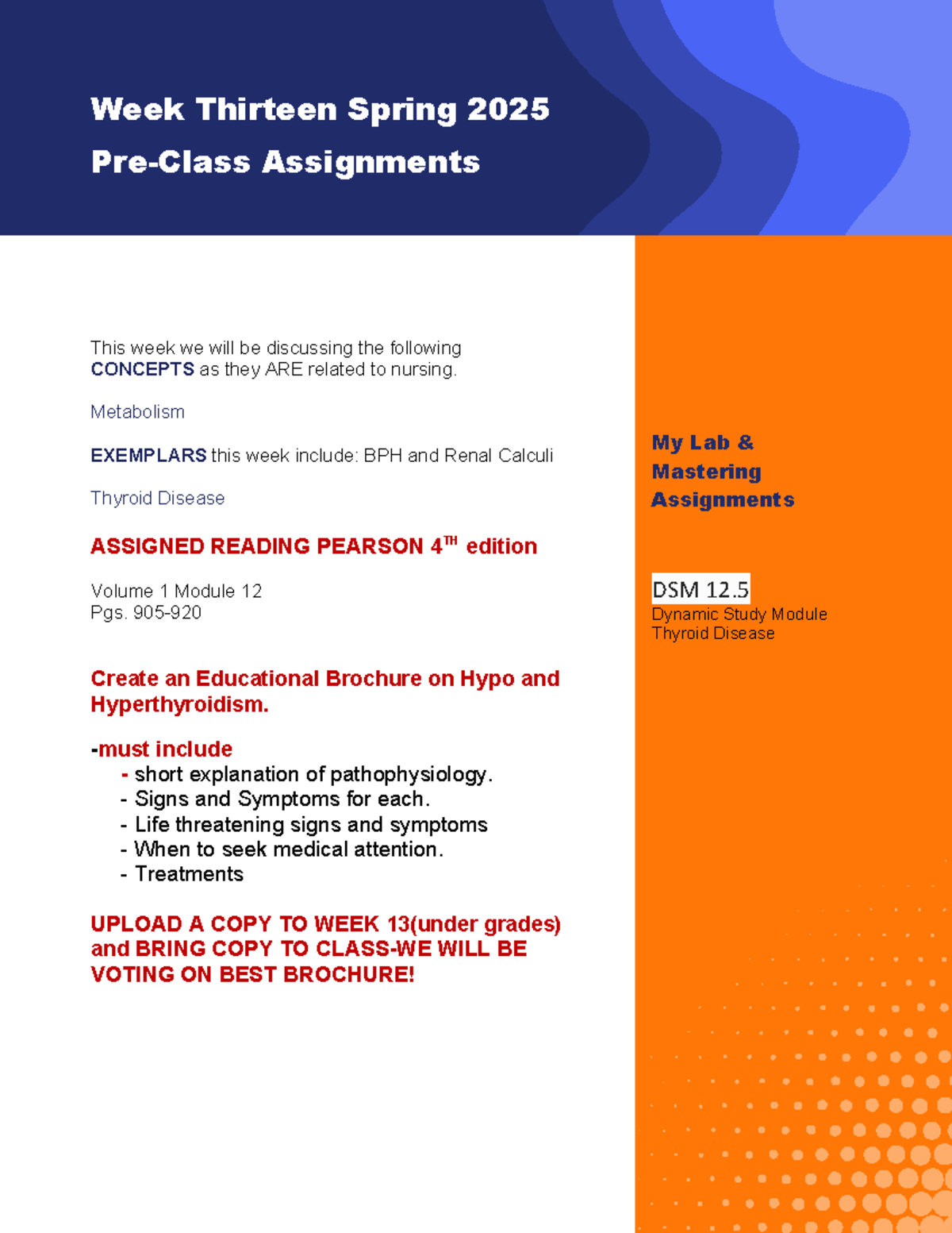 Week Thirteen Pre-Class Assignments spring 2025 - Week Thirteen Spring ...