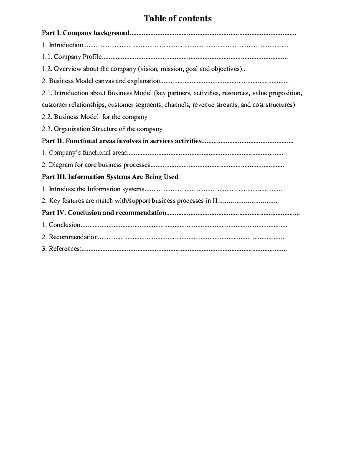 Midterm Report - Table of contents Part I. Company - Studocu