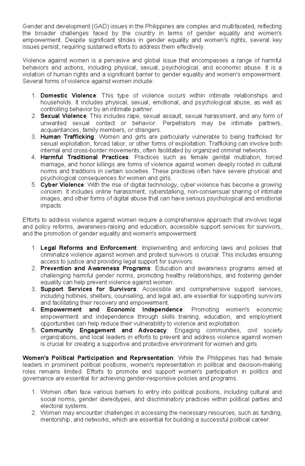 GAD Issues in the Philippines: Gender Equality & Empowerment Challenges ...