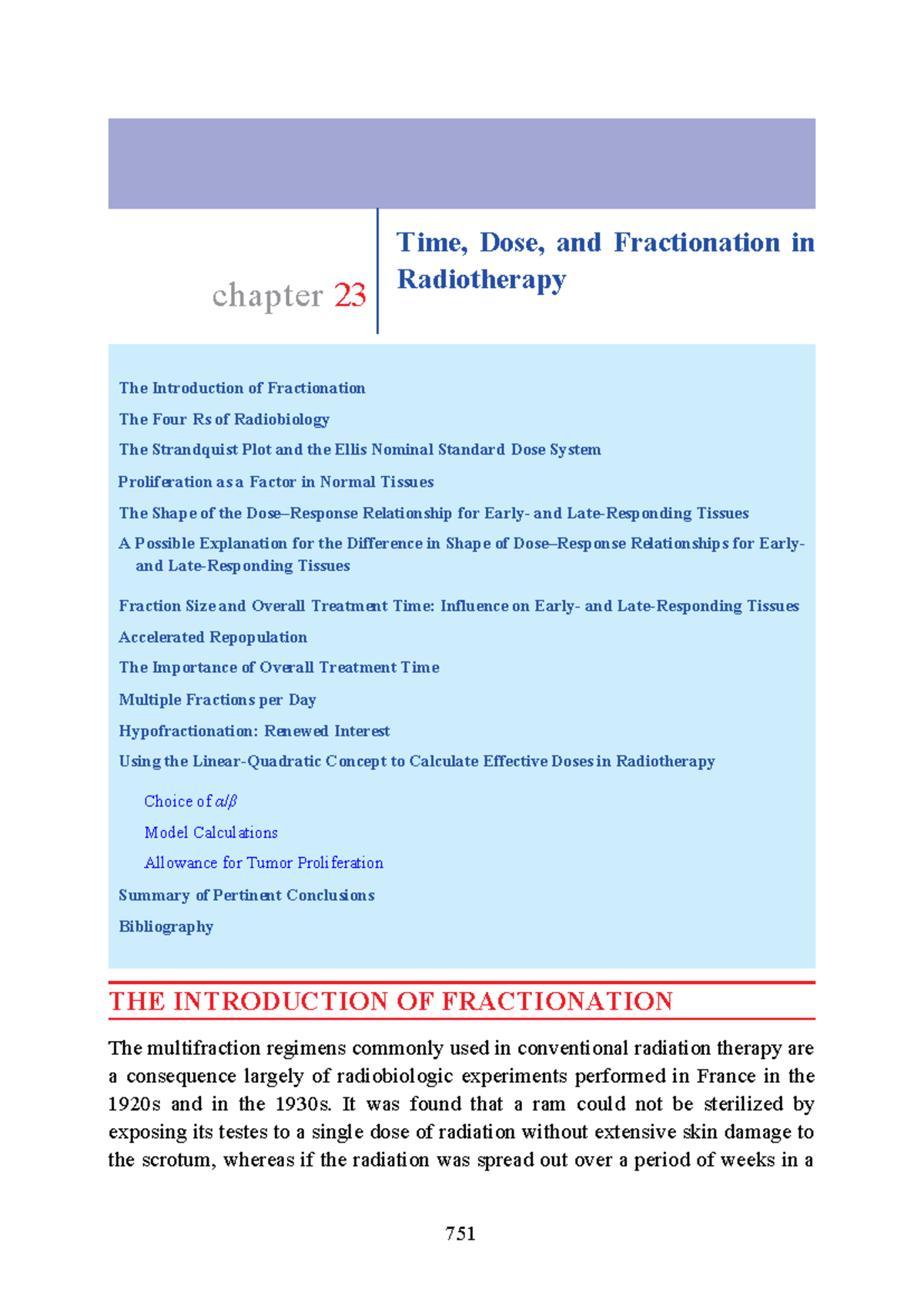 Chapter 23: Time, Dose, and Fractionation in Radiotherapy (RAD 101 ...