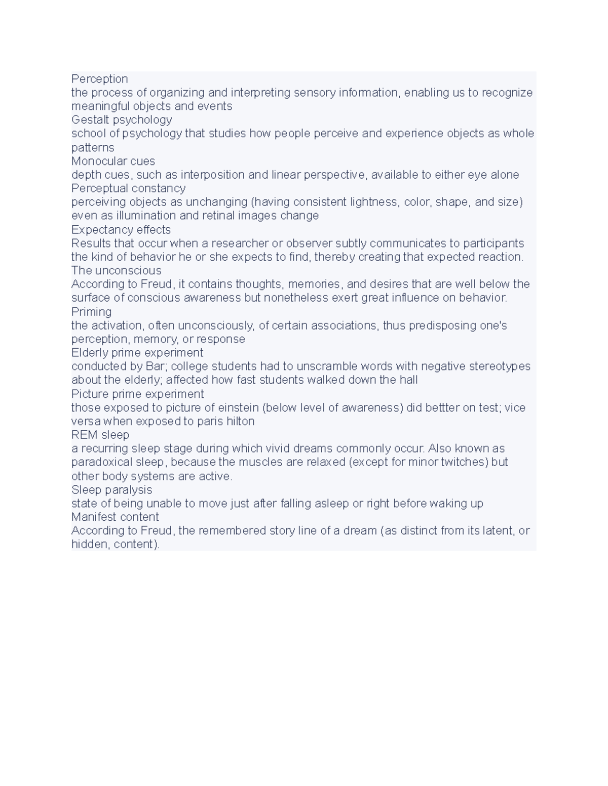 Docv 21 - Perception Study Notes: Key Concepts & Theories - Studocu