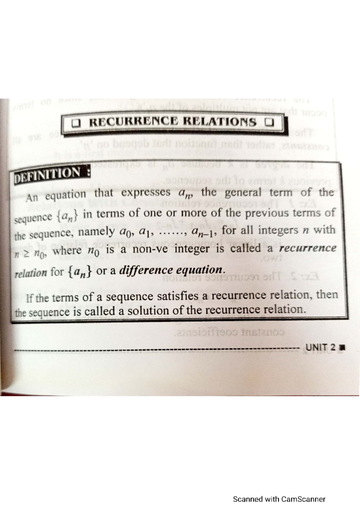 Notes- generating functions - RECURRENCE RELATIONS DEFINITION : An ...