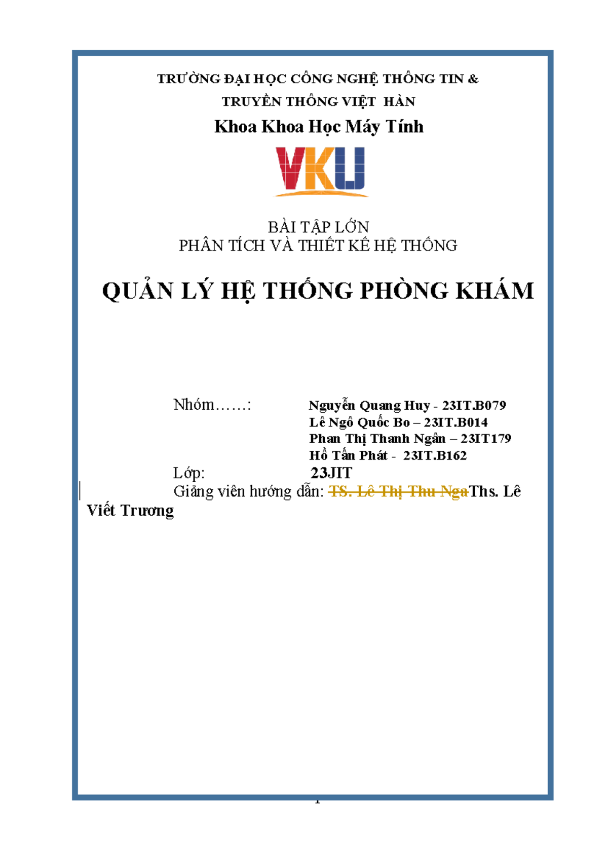 Baocaopttkht Nhom3 - Báo cáo phân tích thiết kế hệ tống - TRƯỜNG ĐẠI ...