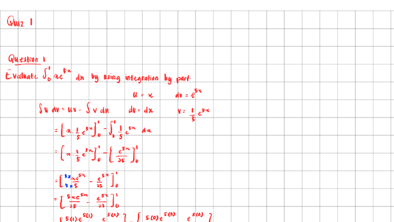 MAT435 Quiz I: Integration by Parts and Trigonometric Identities - Studocu