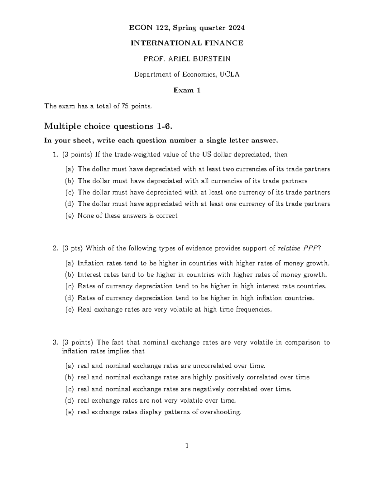 ECON 122 Midterm Exam 1 Study Guide - Spring 2024 - Studocu