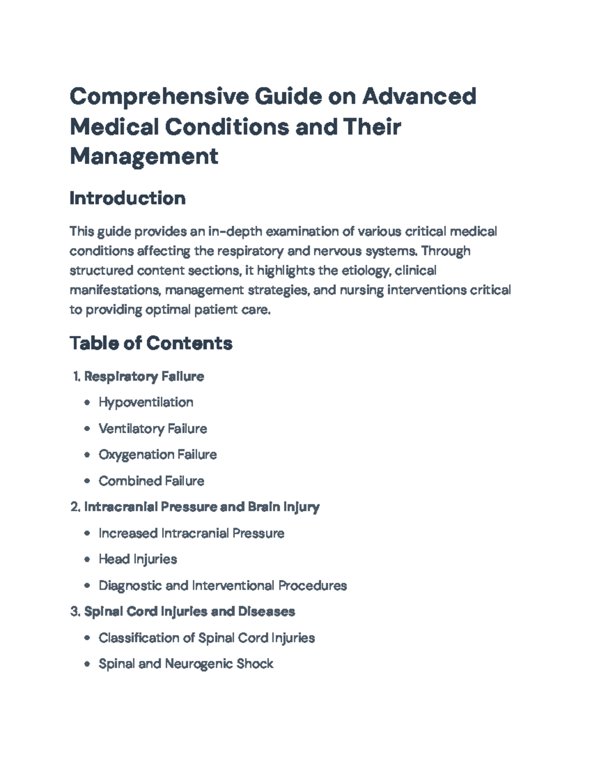 Comprehensive Guide on Advanced Medical Conditions and Management ...