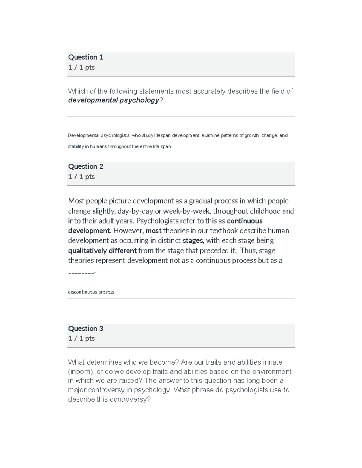 Developmental Psychology Insights: Key Concepts and Theories Questions ...