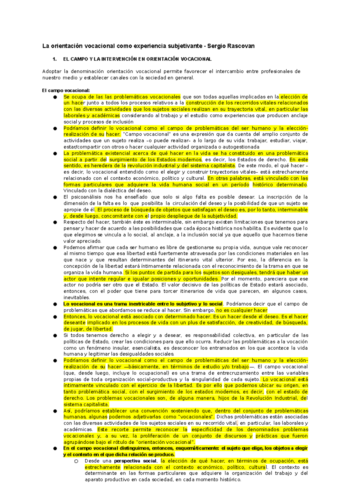 Examen parcial - OVO: La orientación vocacional y su impacto social ...