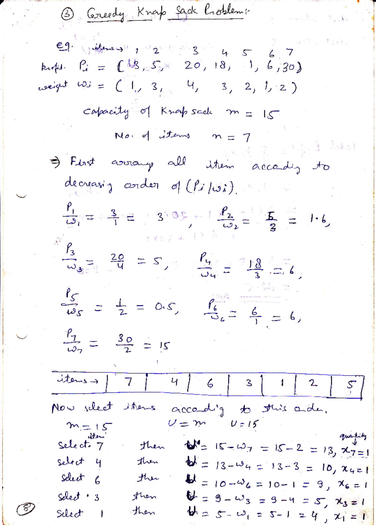 3. Greedy Knapsack Problem - t .., U' r'.ir'Se*s'*g'r I "2 3 b-,./it ...