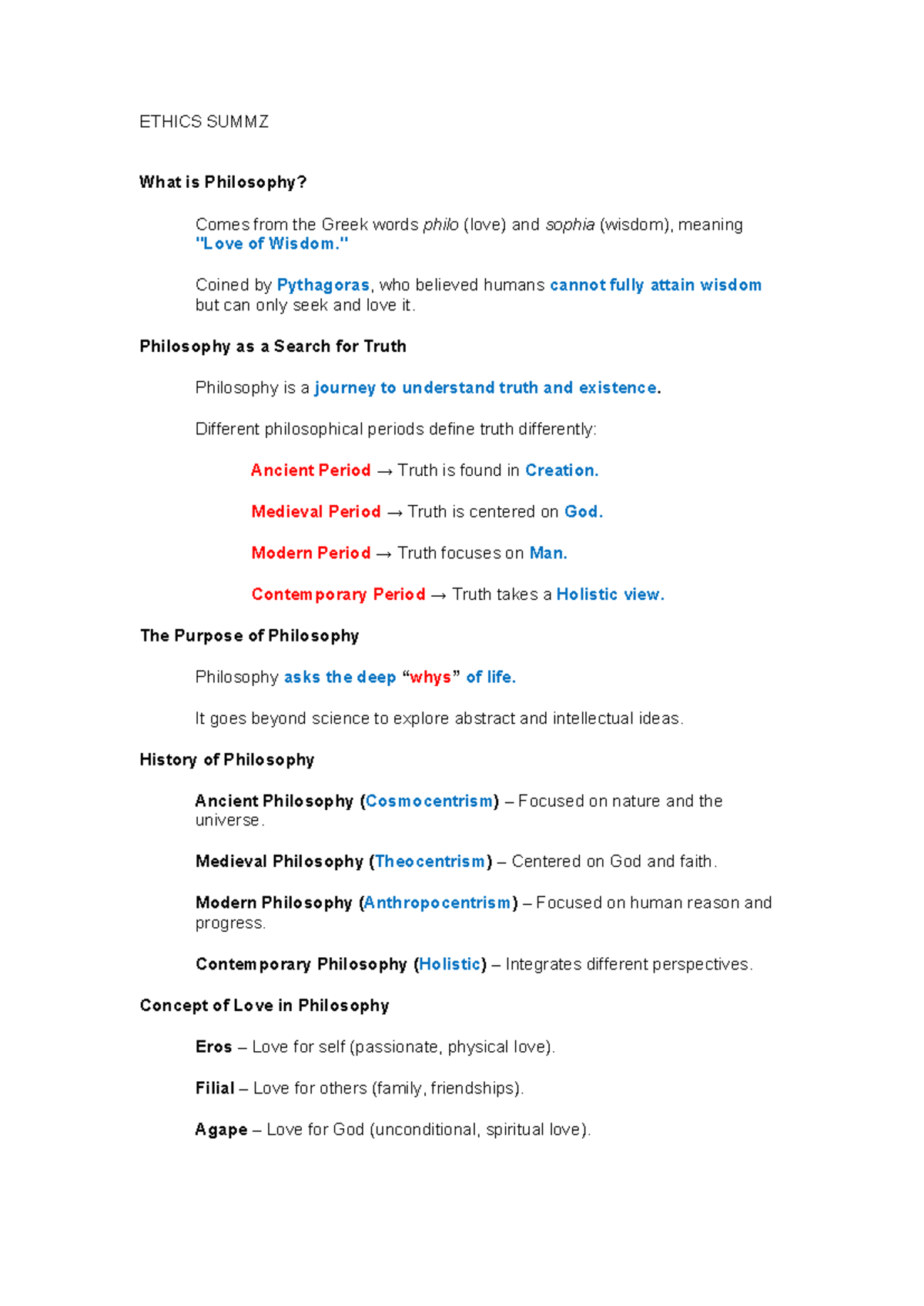 ETHICS 101 Final Exam Review: Key Concepts in Philosophy and Ethics ...