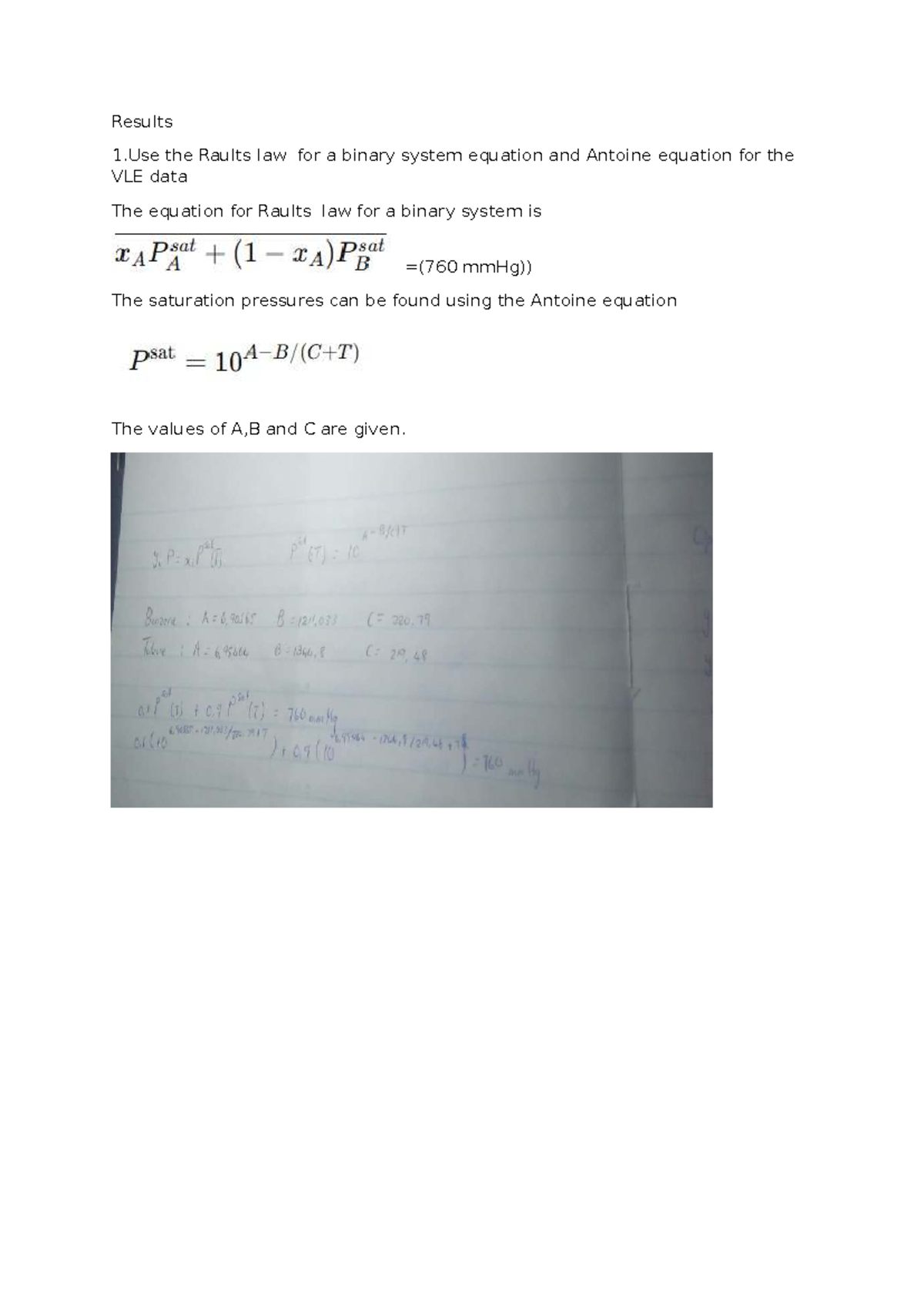 Unochb 2 - Practical Assignment on VLE Data & Raults Law - Studocu
