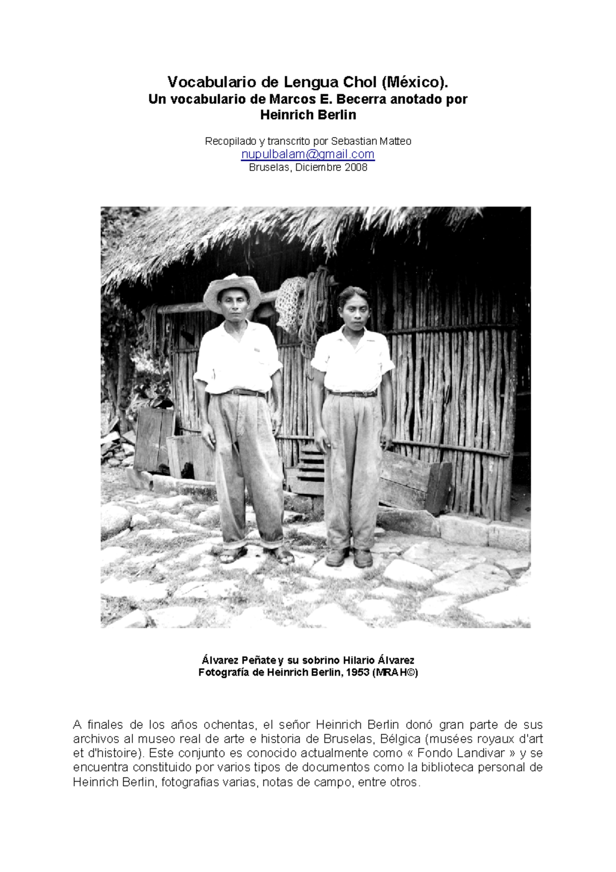 Vocabulario de Lengua Chol (México) - Recopilación y Transcripción ...