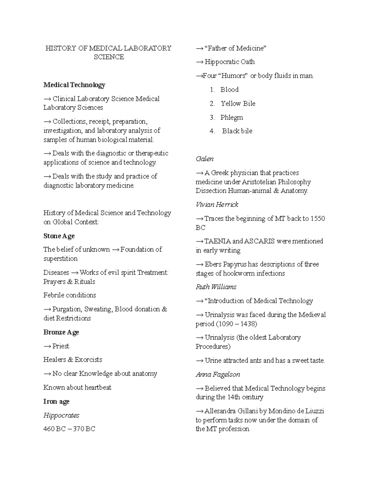 History of Medical Laboratory Science: A Comprehensive Overview - Studocu