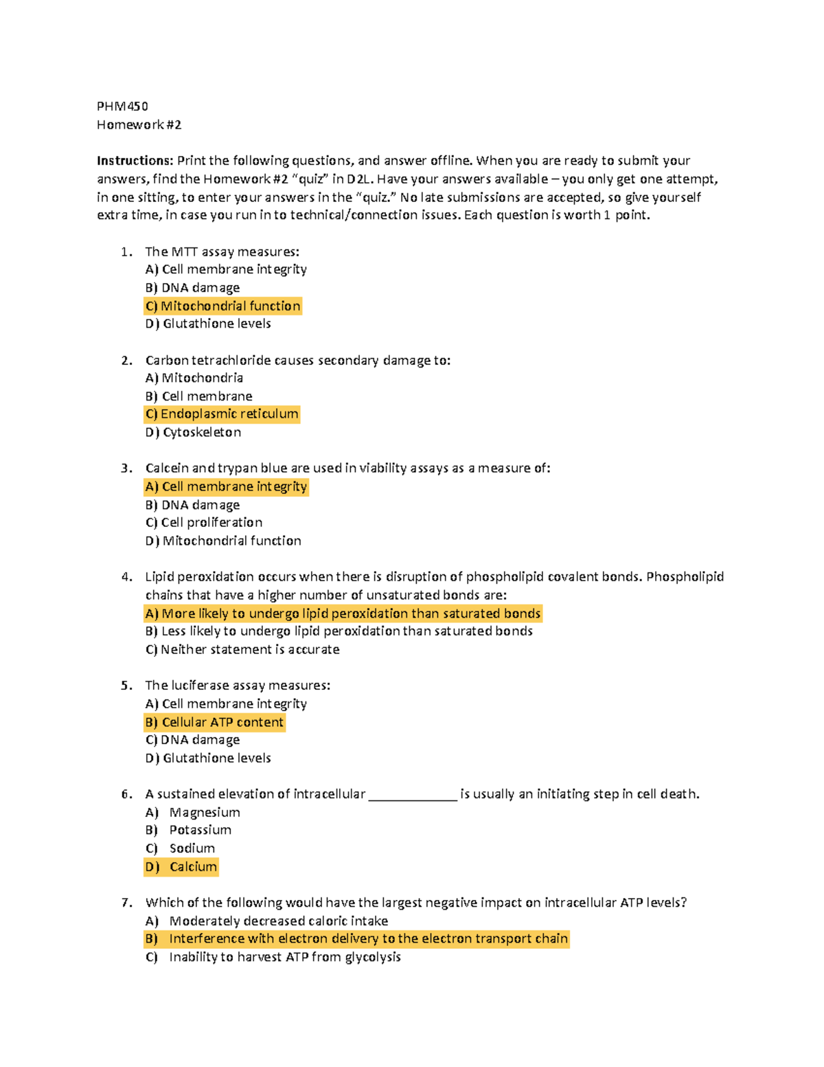 PHM450 Homework 3: Questions on Neurotoxins and Metabolism - Studocu