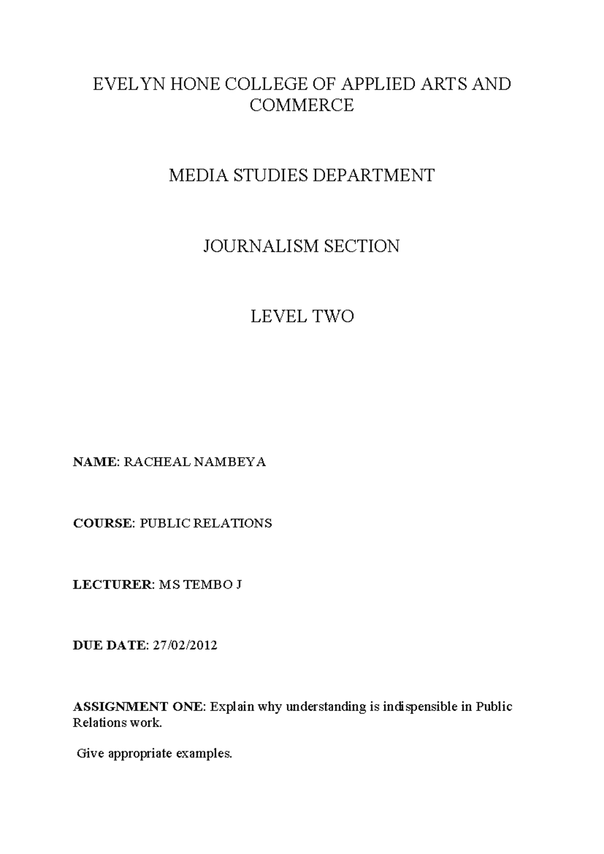 Understanding in Public Relations: Importance & Examples (PR 101) - Studocu
