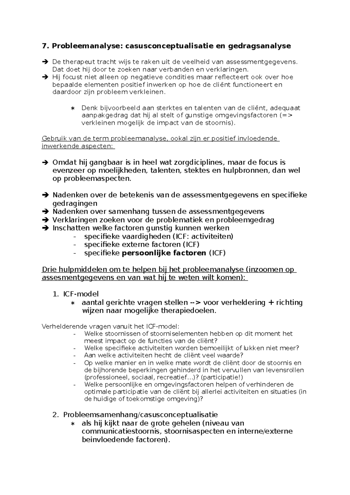 H7 Probleemanalyse: Casusconceptualisatie en Gedragsanalyse - Studocu