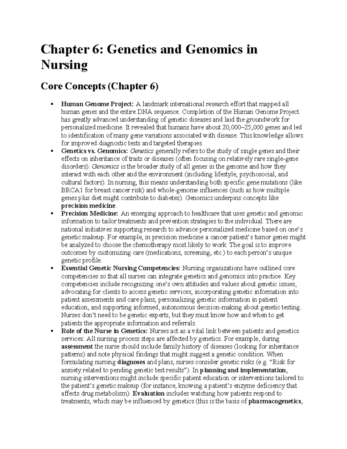 Chapter 6: Genetics and Genomics in Nursing (MDC2) - Studocu