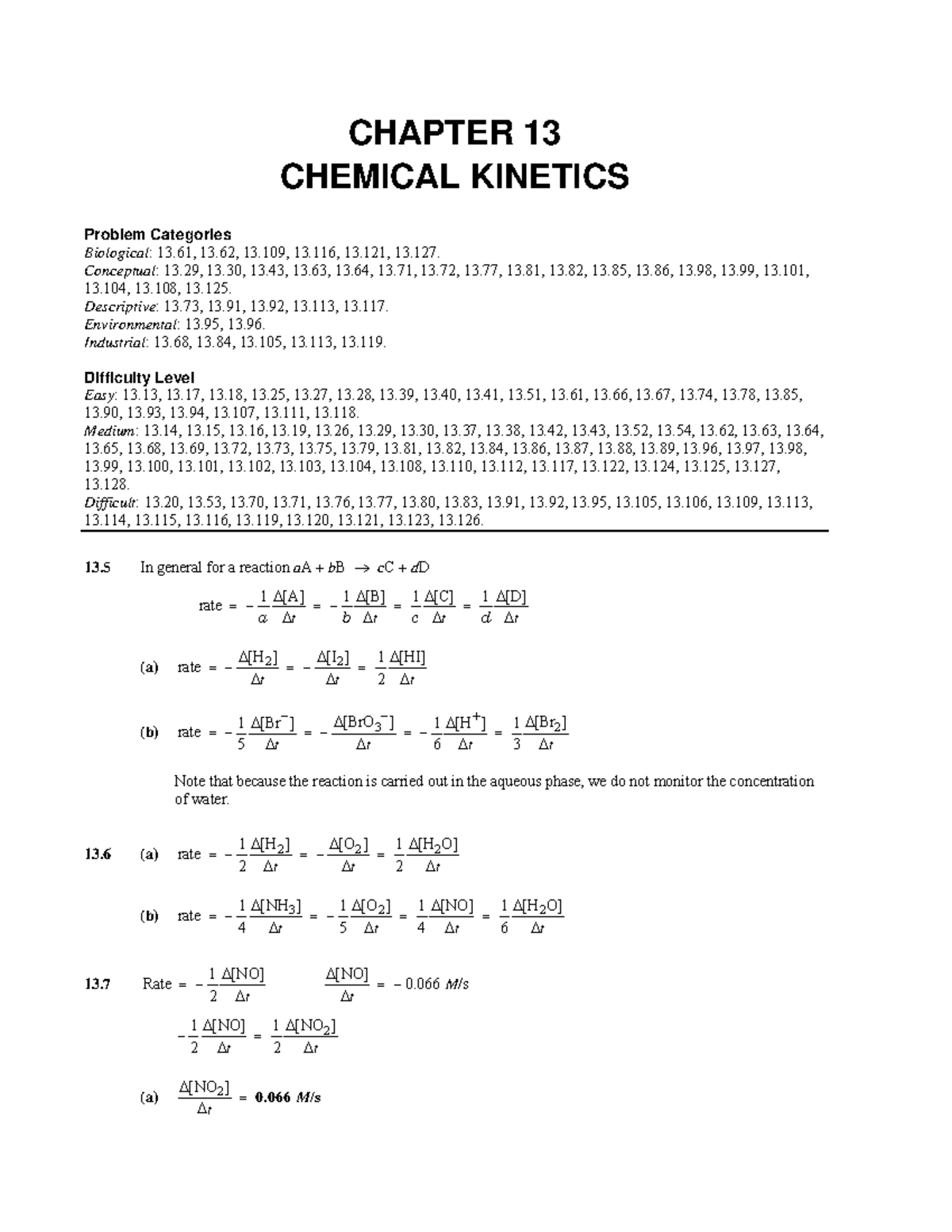 CH 13 CHEMICAL KINETICS Problem Categories & Solutions - Studocu
