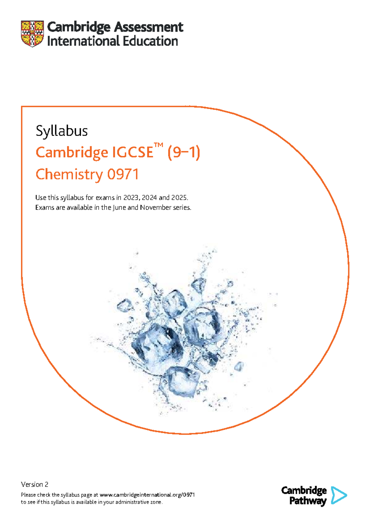 Cambridge IGCSE Chemistry 0971 Syllabus Overview for 2023-2025 - Studocu