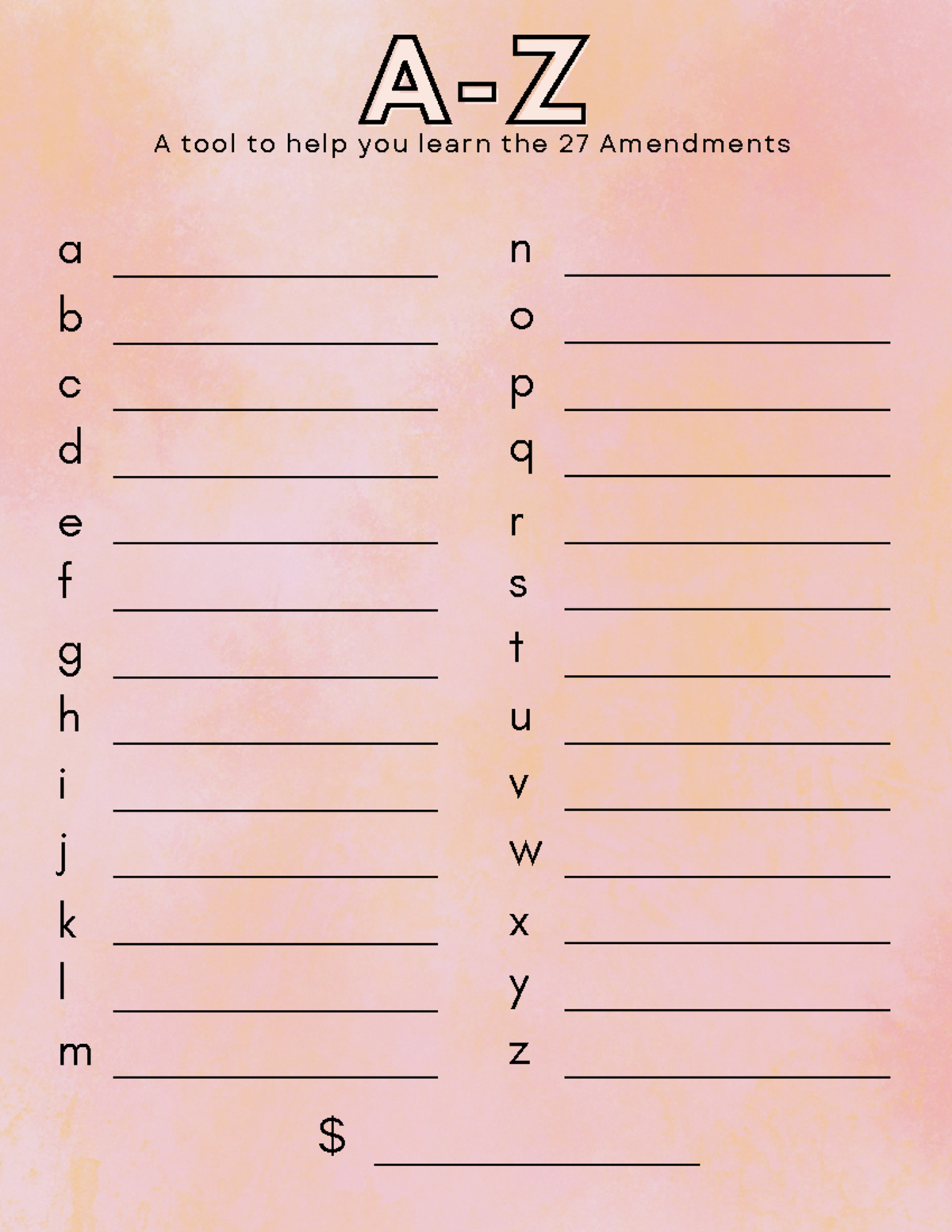 A-z Amendments memroy sheet - C963 - a n g t b o h u c p i v d q j w e ...