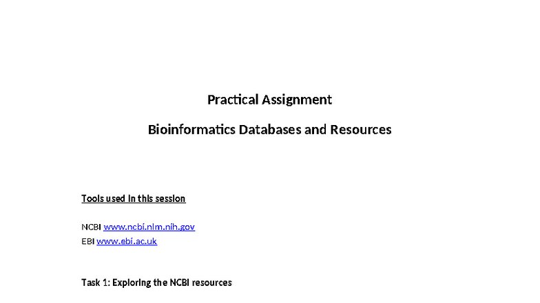 TP1 - .... - Practical Assignment Bioinformatics Databases and ...