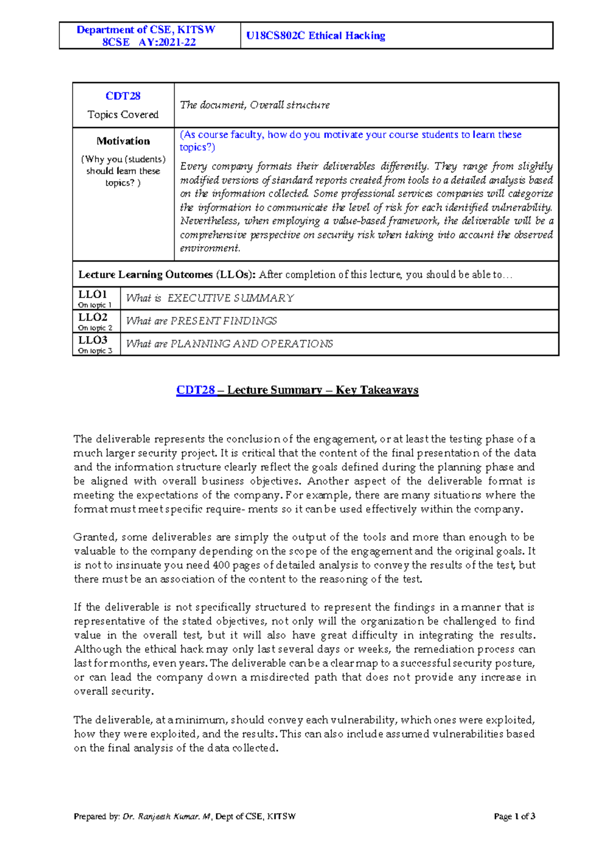 U18CS802C Ethical Hacking - Lecture Notes & Key Takeaways - AY:2021-22 ...